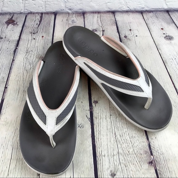 adidas gray daily slippers